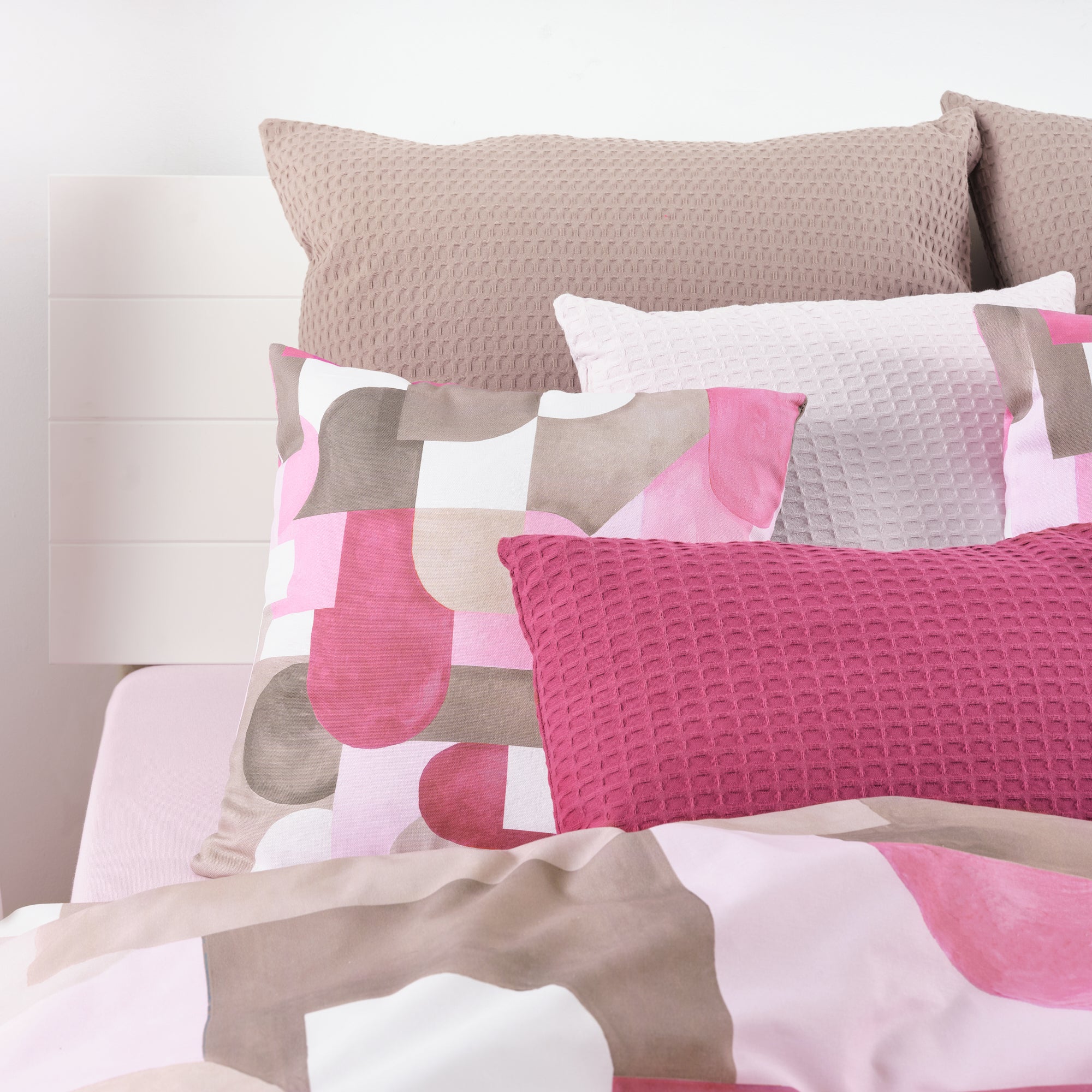 Waffle cushion cover 100% cotton Fuchsia 30x50 cm